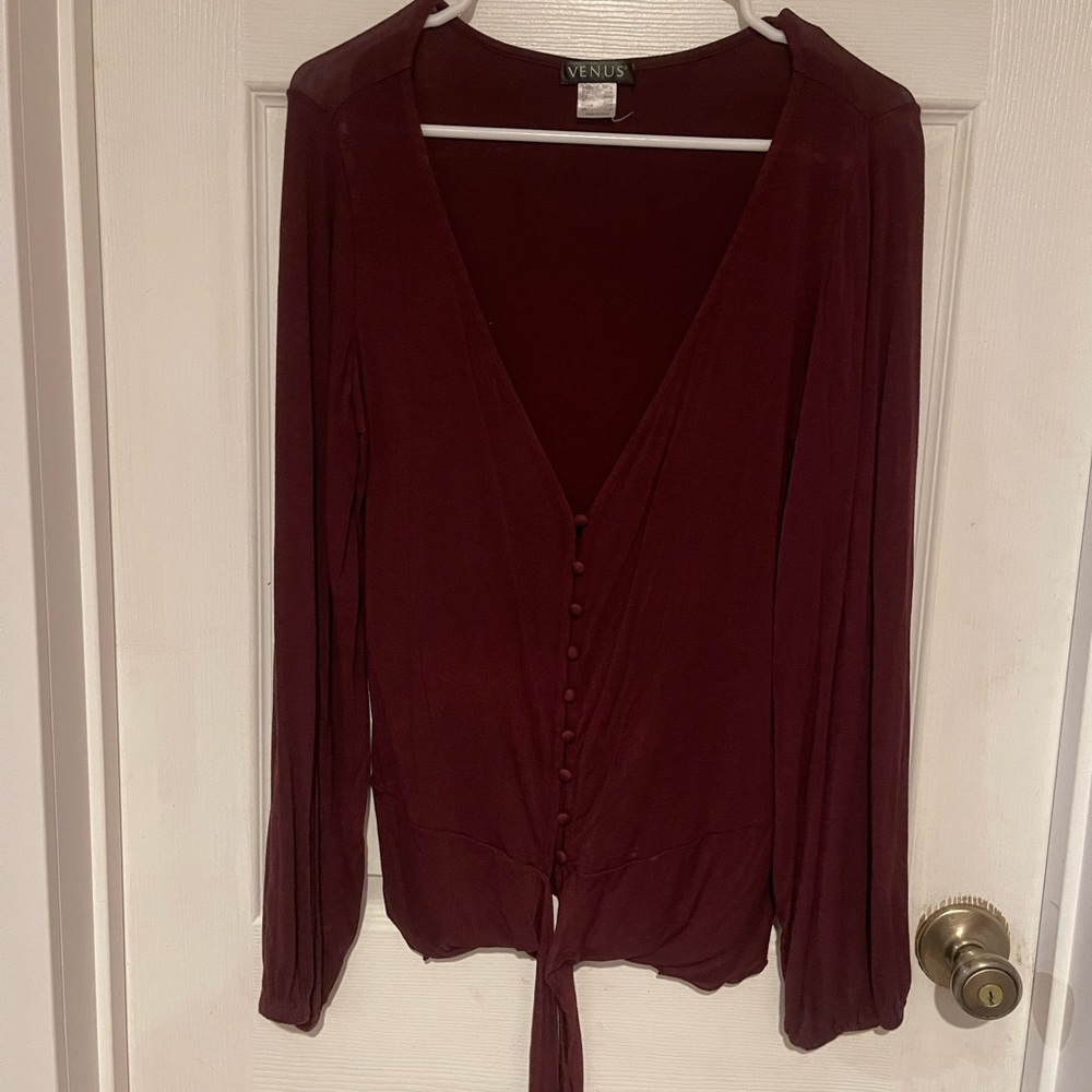 Venus Burgundy Button-Down Blouse
